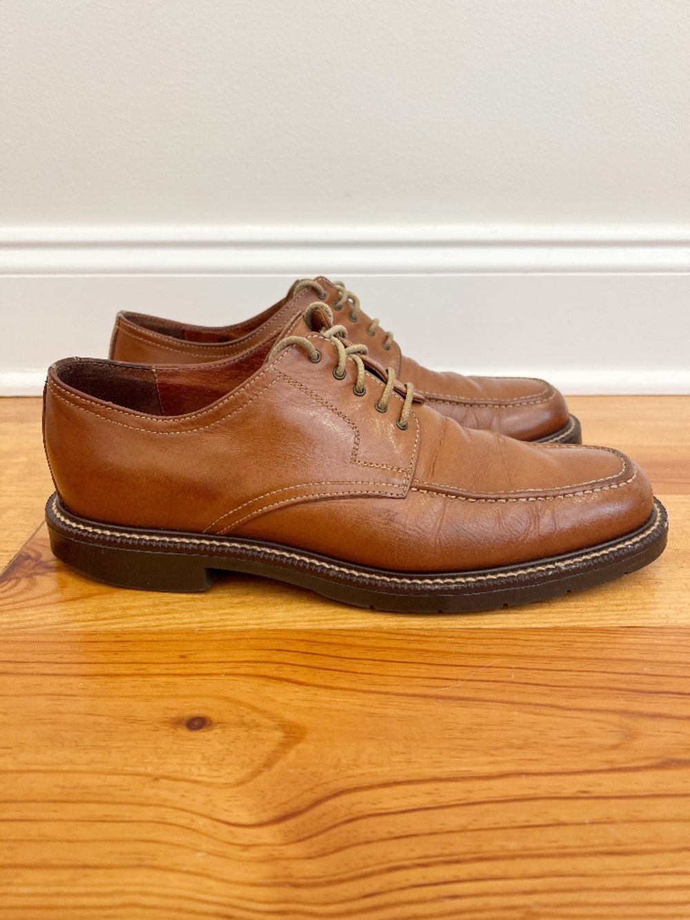 Johnston Murphy Passport Shoes Mens 9 Brown Leather Derby Made in Italy 20-2512